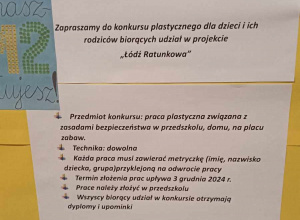 Konkurs plastyczny "Bezpieczne Przedszkolaki - bezpiecznie w przedszkolu, w domu, na placu zabaw"