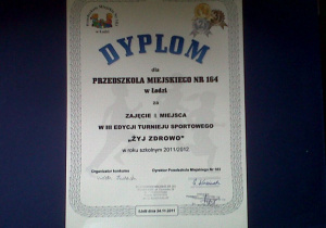 Dyplom za udział w III edycji turnieju sportowego 