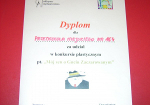 Dyplom za udział w konkursie plastycznym 